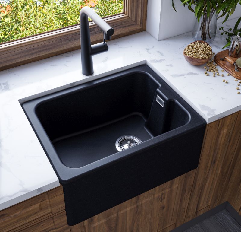 Maya Quartz Belfast Sink -  Matt Black